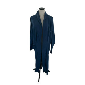 Munsingwear Vintage Robe Womens Medium Stretch Open Front Long Sleeve Blue